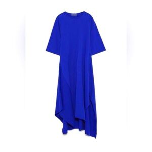 NWOT ZARA Women’s Royal Blue Comfort Cotton‎ Bandana Hem Maxi Dress Small S